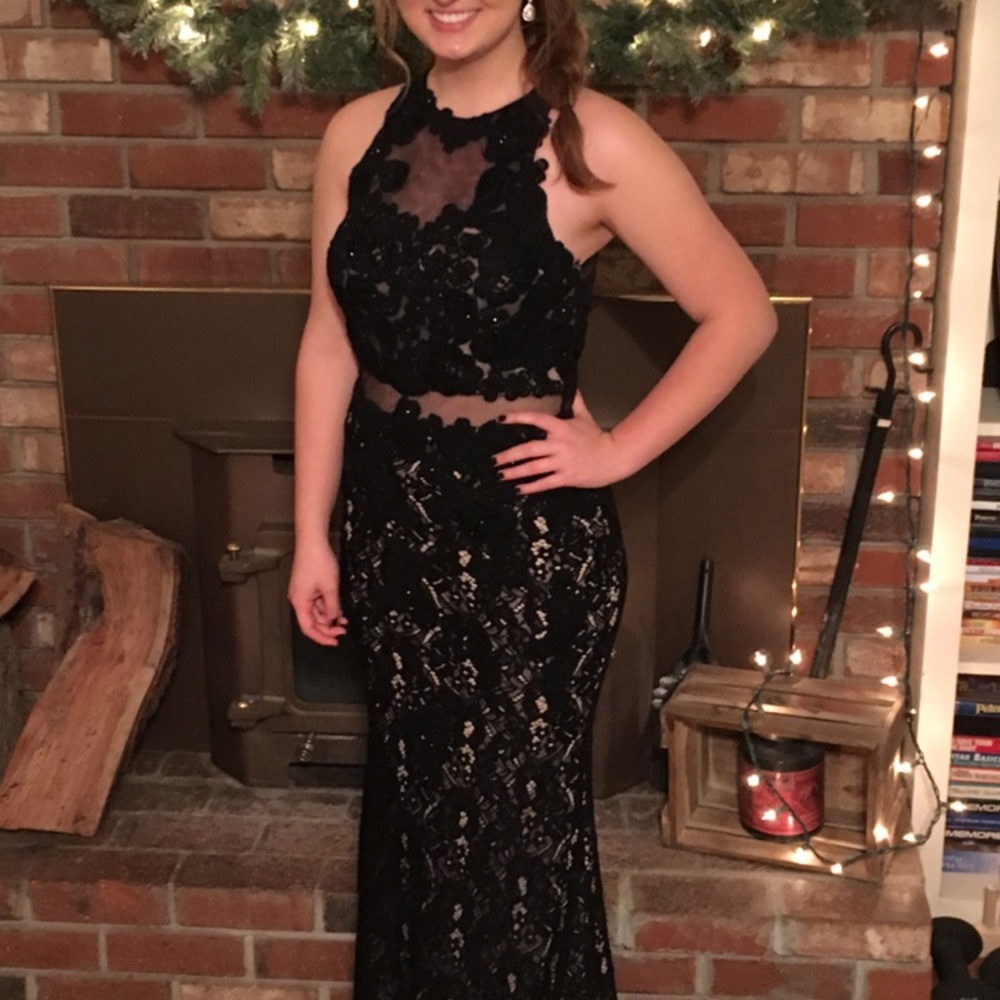 Beautiful Lace/Sheer Black Prom Dress